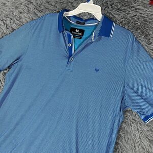 Butter Cloth Adult Shirt Large Blue White Polo Icy Cotton Regular Fit Lined Mens